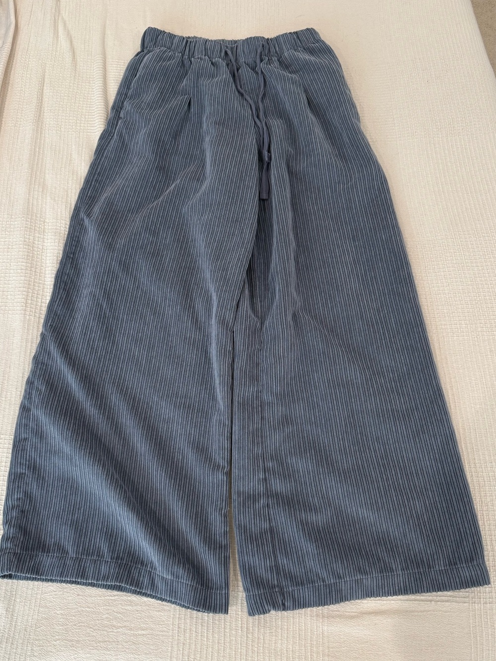 ASOS Corduroy Drawstring Pants in Slate Blue